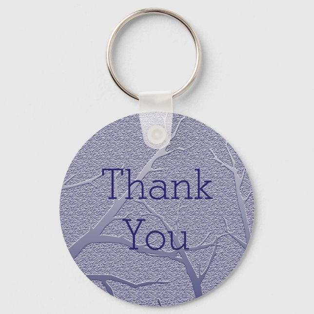 Sophisticated Thank You Winter Branches Blue Key Ring (Front)