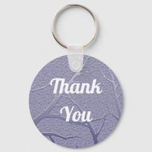 Sophisticated Thank You Winter Branches Blue Key Ring