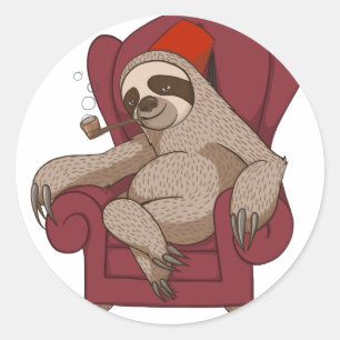 Sophisticated Three Toed Sloth Classic Round Sticker