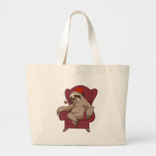 Sophisticated Three Toed Sloth Large Tote Bag