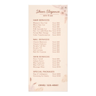 Sophisticated Upscale Salon Menu