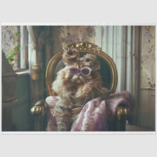 Sophisticated Vintage Cat Decoupage Tissue Paper