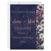 Sophisticated Vintage Floral Wedding Invitation