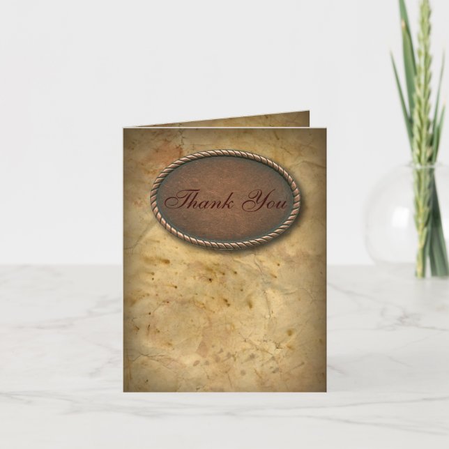 Sophisticated vintage western country thank you card (Front)