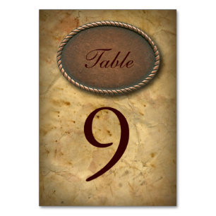 Sophisticated vintage western country wedding table number