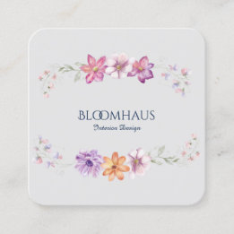 Sophisticated Watercolor Elegant Botanical Floral  Square Business Card