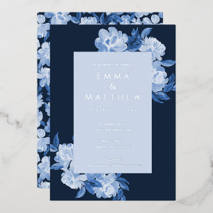 Sophisticated Watercolor Flowers Blue Background