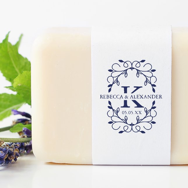 Sophisticated Wedding Monogram Ornament Initials Rubber Stamp (Creator Uploaded)