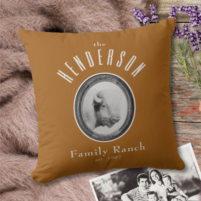 Sophisticated Western Ranch Buffalo Custom Tan  Cushion (Creator Uploaded)