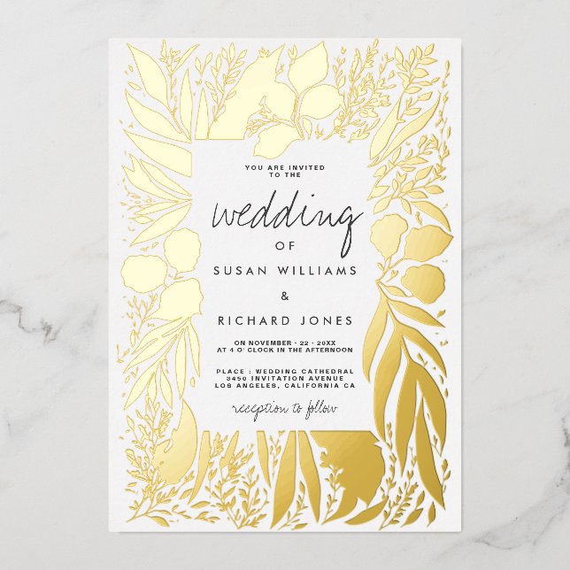 Sophisticated white gold foliage floral wedding  (Front)