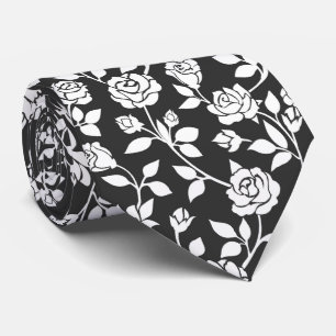 Sophisticated White Rose Floral Vine Tie
