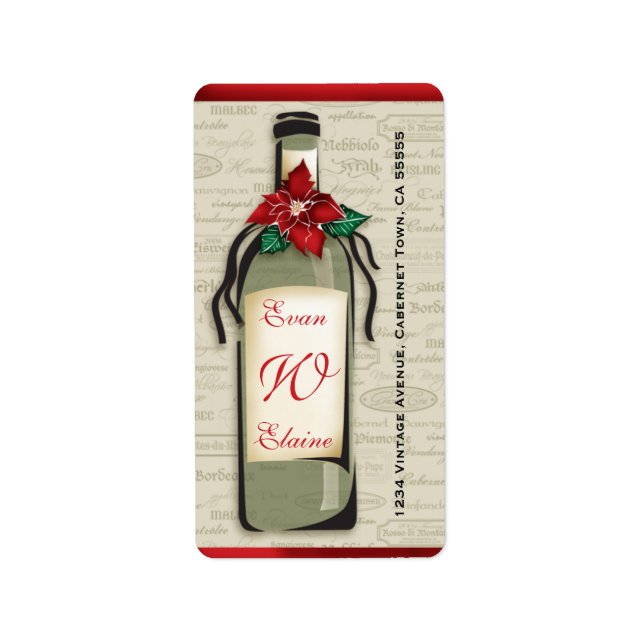 Sophisticated Wine Varietal Holiday Label (Front)