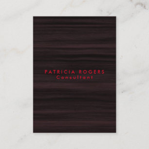 Sophisticated Wood Pattern Red Script Professional Business Card