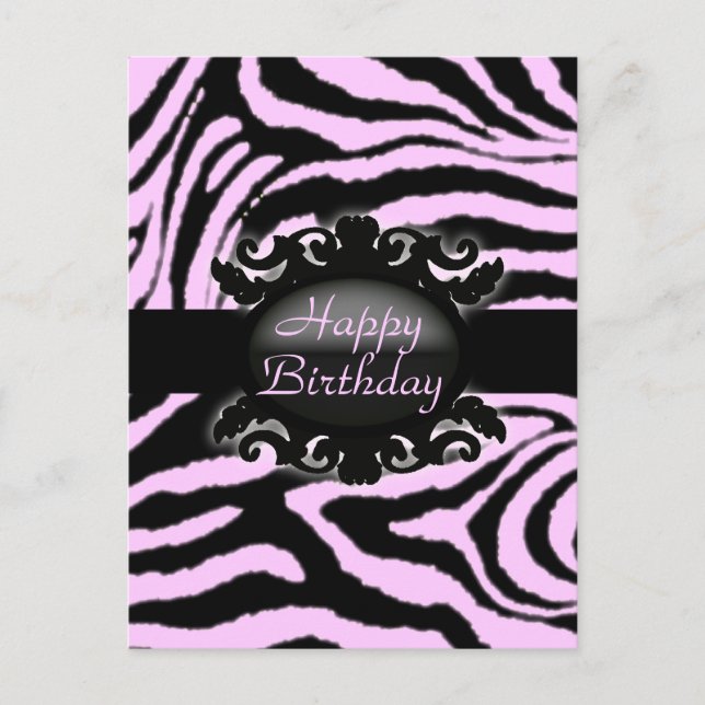 Sophisticated  Zebra Print monogram Postcard (Front)