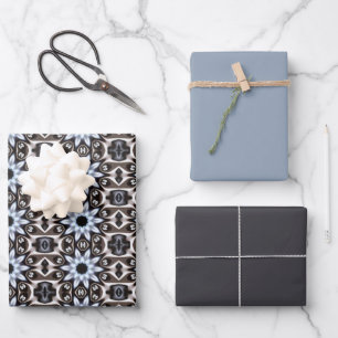 Sophistication Blue Textile Wrapping Paper Sheet