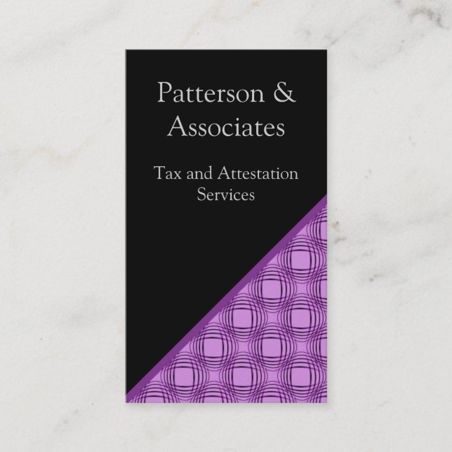Sophistication Business Card, Lavender Card (Front)