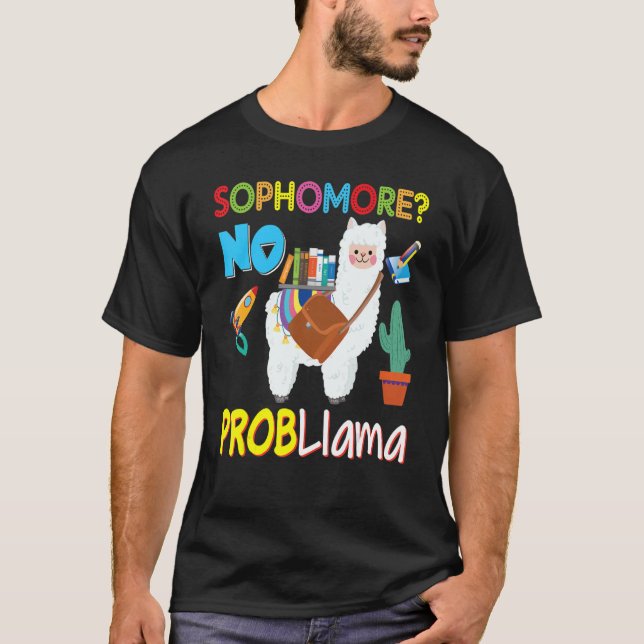 Sophomore No Probllama Problem Llama Kid Student T T-Shirt (Front)