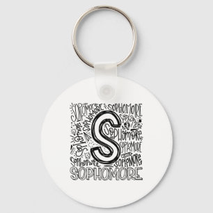 Sophomore Tenth 10th Grade Typography Ck To School Key Ring