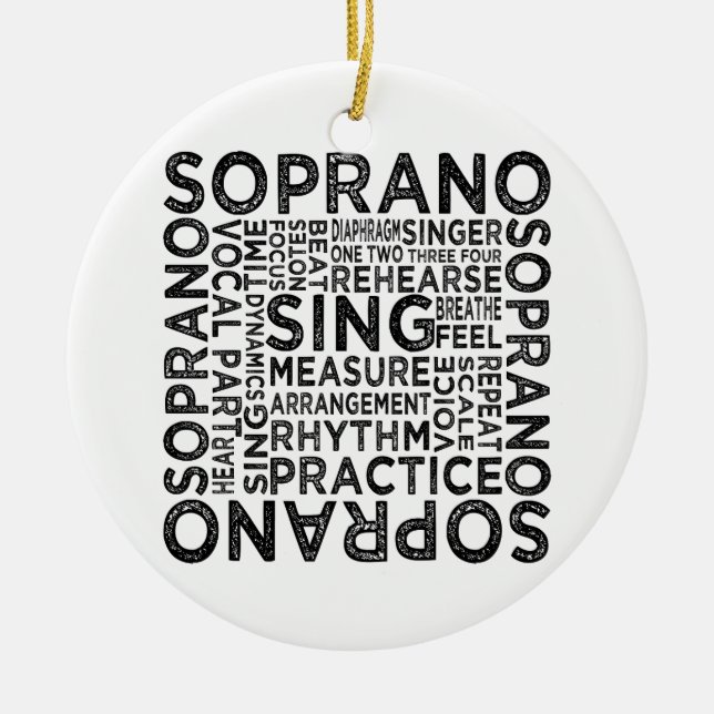 Soprano Typography Ceramic Tree Decoration (Front)