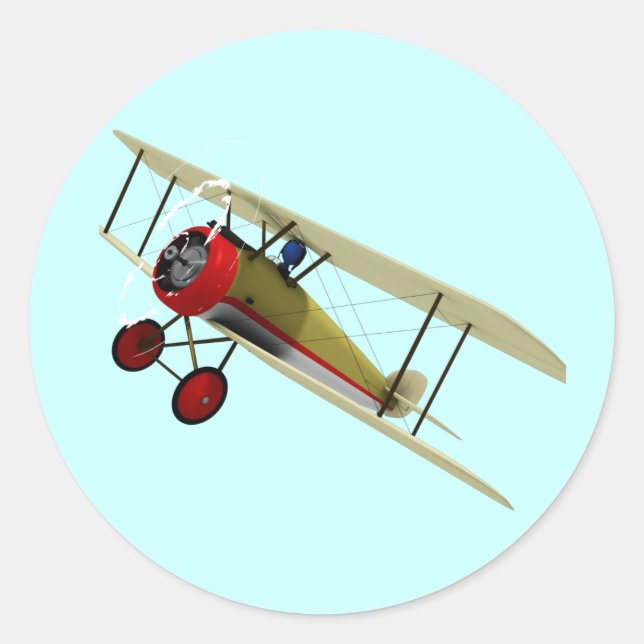 Sopwith Camel and Pilot Classic Round Sticker (Front)