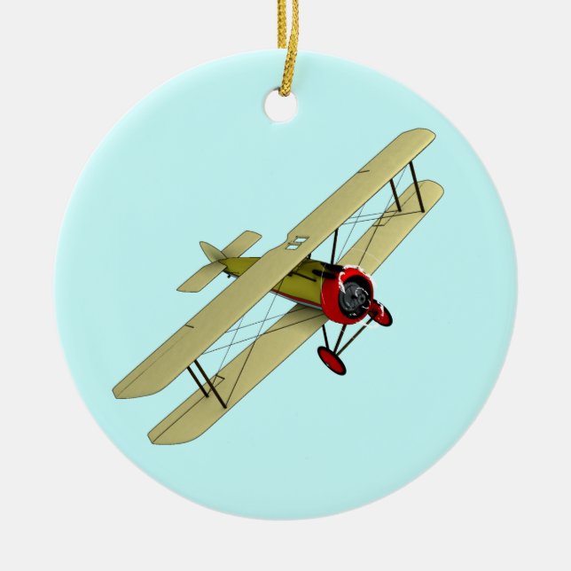 Sopwith Camel Biplane Ceramic Tree Decoration (Front)