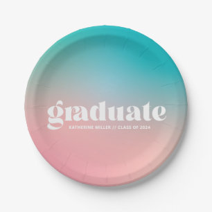 Sorbet Gradient Graduation Party Paper Plate
