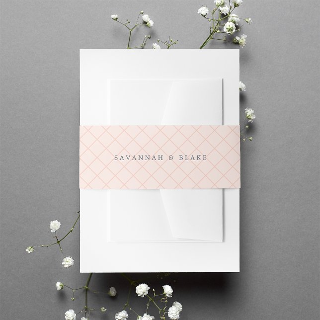 Sorbet | Peach Lattice Personalised Wedding Invitation Belly Band (Creator Uploaded)