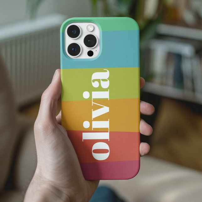 Sorbet Rainbow Colours Custom Name Summer Case-Mate iPhone Case (Creator Uploaded)