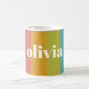 Sorbet Rainbow Colours Custom Name Summer Coffee Mug