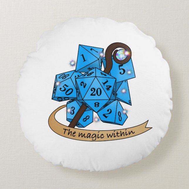 Sorcerer Dice Design Round Cushion (Front)