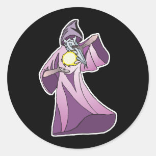 sorcerer wizard with crystal ball classic round sticker