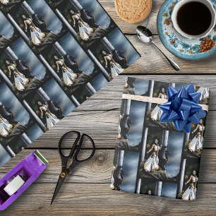Sorceress Black Dragon Fantasy White Wrapping Paper