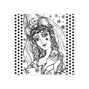 SORCERESS, GOTH HALLOWEEN WITCH RUBBER STAMP