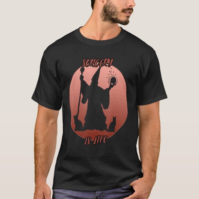 Sorcery Shadow In A Red Circle T-Shirt (Front)
