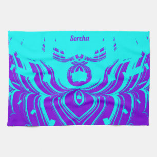 SORCHA ~ FLUORO SHADES ~ 3D ~ Purple Aqua ~  Tea Towel