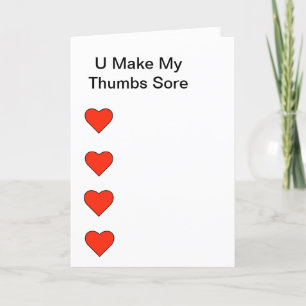 Sore Thumbs Texting Romantic Greeting Card