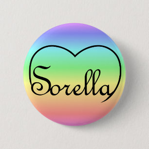Sorella Italian Sister heart rainbow 6 Cm Round Badge