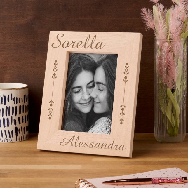 Sorella - Italian Sister - Personalized Etched Frames (Sorella Personalized Frame for Italian Sister)