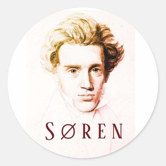 Søren Kierkegaard Classic Round Sticker (Front)