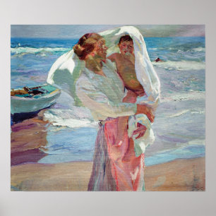 Sorolla - After Bathing Woman & Child Poster
