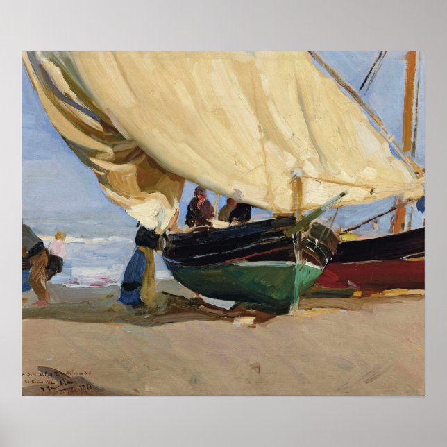 Sorolla - Angled Boat Fishermen Valencia 1910 Poster (Front)