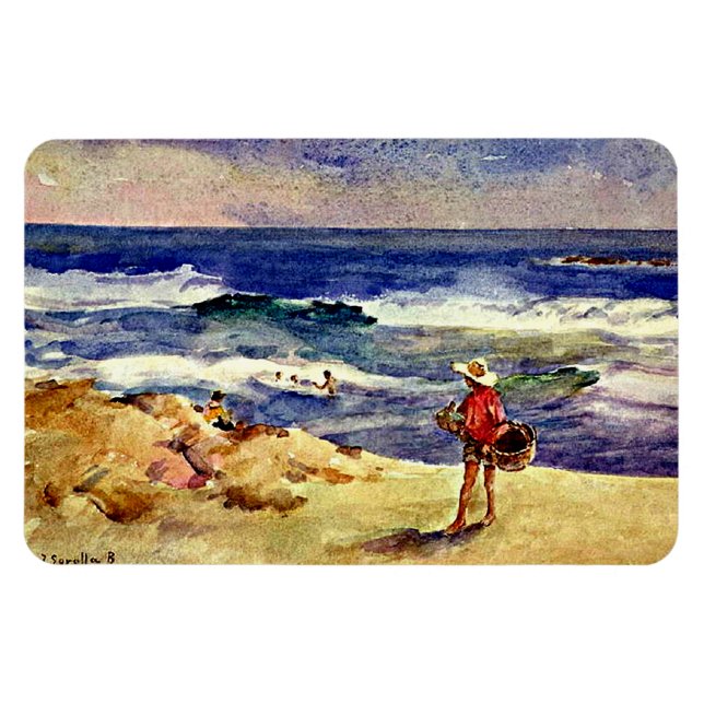 Sorolla - Boy on the Sand, fine art Magnet (Horizontal)