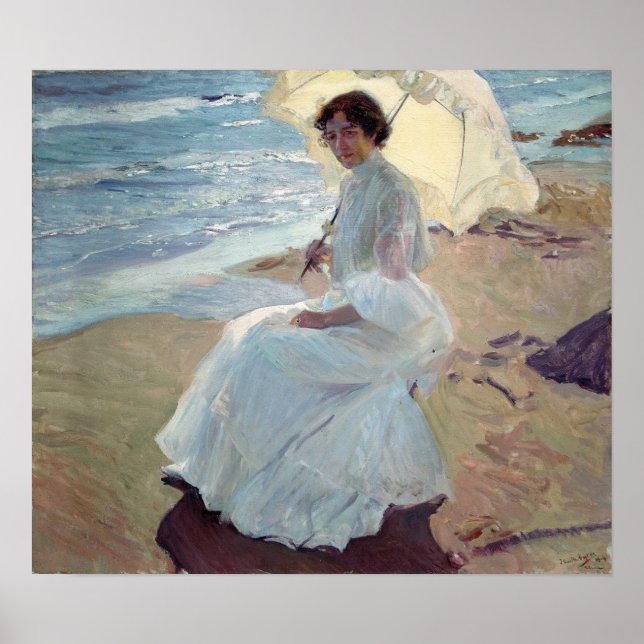Sorolla - Clotilde On The Beach Poster (Front)