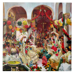 Sorolla painting - Seville, the Dance Ceramic Tile