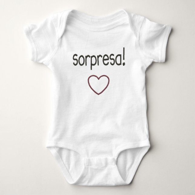 Sorpresa! Surprise! Pregnancy Reveal in Spanish Baby Bodysuit (Front)