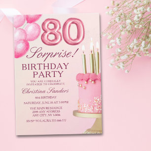 Sorprise Birthday Party 80th Birthday with Numers Invitation