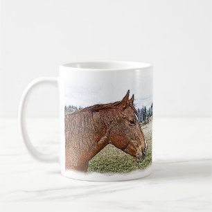 Sorrel Horse Portrait Equine Art Illustration Coffee Mug