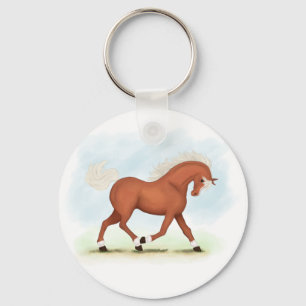 Sorrel Horse With Blaze & Socks Equestrian Key Ring