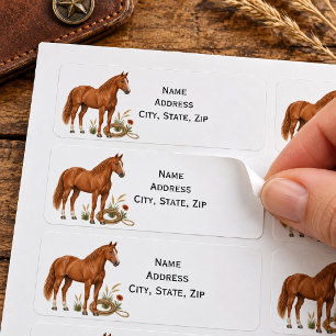 Sorrel Quarter Horse Western Prairie Personalized Return Address Label