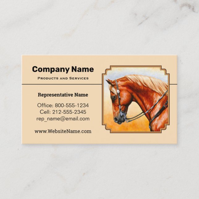 Sorrel Western Pleasure Quarter Horse Business Card (Front)